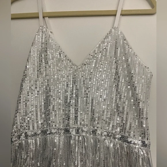 SHEIN BAE Fuzzy Trim Sequin Cami Dress - Picture 5 of 8